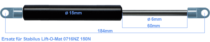 Gasdruckfeder Gasdruckdämpfer Ersatz für Stabilus Liftomat M6 145-285mm  50N-400N